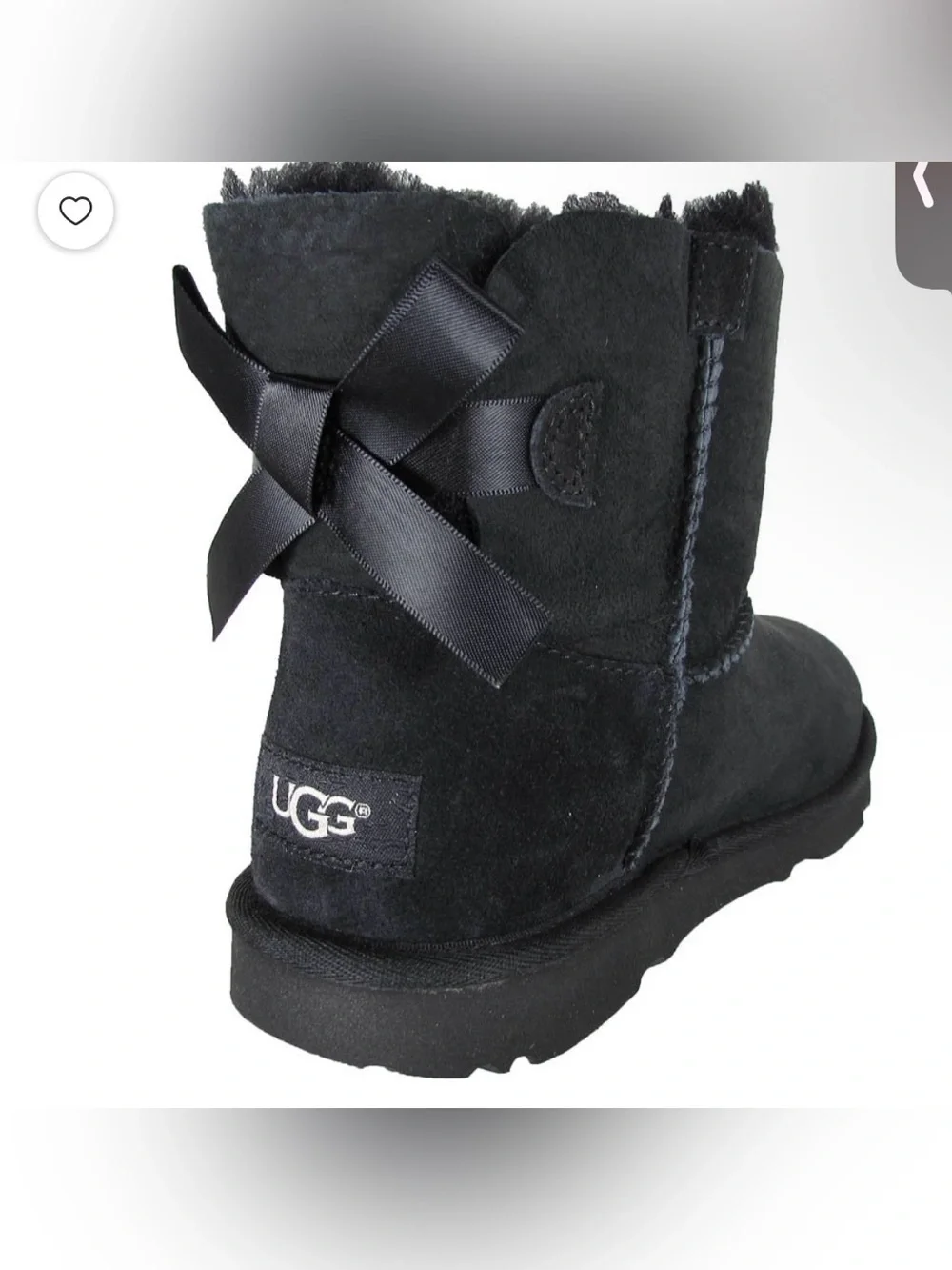 UGG Black Short Bow-Back Shearling Boot